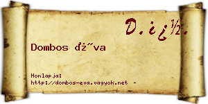 Dombos Éva névjegykártya